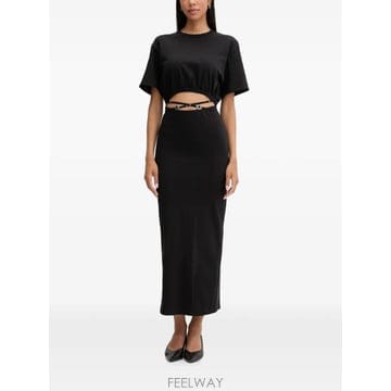 26 FW PINKO 장식 디테일 컷아웃 미디 드레스 106908A3AR TP455649788