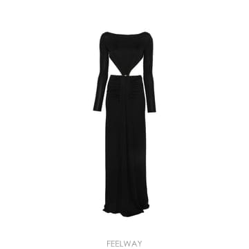 26 FW Elisabetta Franchi 컷아웃 저지 패브릭 레드 카펫 드레스 ABR3467E2 TP45