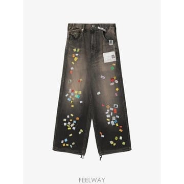 MiharaYasuhiro 26 FW �������϶�߽����� Price Tag Sticker printed wide denim pants B26 FW �������϶�߽����� Price Tag Sticker printed wid