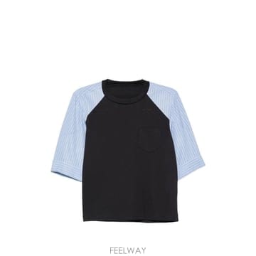 26 FW 사카이 스트라이프 소매 래글런 티셔츠 2608628 TP460123075