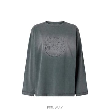 26 FW PINKO 엠보스드 로고 긴소매 티셔츠 107480A3KF TP460034952