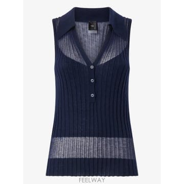 26 FW PINKO 골지 폴로 베스트 탑 106318A34B TP454517370