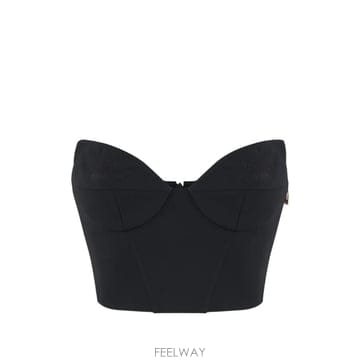 26 FW Elisabetta Franchi 페더 경량 크레이프 패브릭 탑 TO07067E2 TP458912