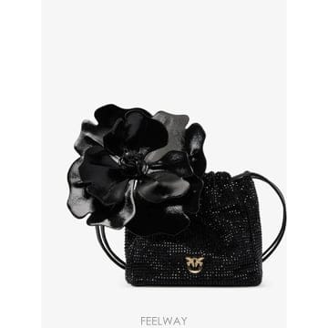 26 FW PINKO 플라워 풀 라인스톤 패브릭 숄더 버킷 백 107678A2WF TP460114264