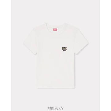 26SS 겐조 와일드 타이거 엠브로이더드 티셔츠 FG52TS2164SO 02 OFF WHITE