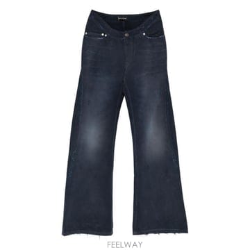 26SS 발렌시아가 커브드 Waist 팬츠 848019 TTW648074 NAVY DIRTY DARK BLU