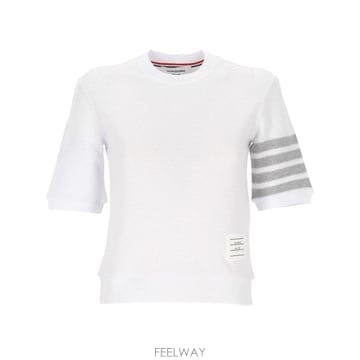 26SS 톰브라운 텍스처드 코튼 피케 4바 티셔츠 FJS222A J0248100 WHITE