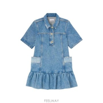 GANNI 26SS ���� ��ġ��ũ ���� �巹�� A1030482 567 MID BLUE VINTAGE26SS ���� ��ġ��ũ ���� �巹�� A1030482 567 MID BLUE V