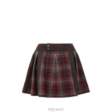 26FW 비비안웨스트우드 벨 타탄체크 플리츠 미니 스커트 1K01003H W01NGP210 CHARCOAL
