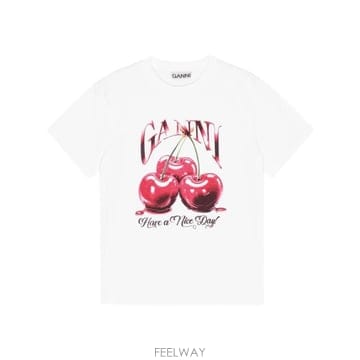 GANNI 26FW ���� ���� Ƽ���� T4004 151 BRIGHT WHITE26FW ���� ���� Ƽ���� T4004 151 BRIGHT WHITE