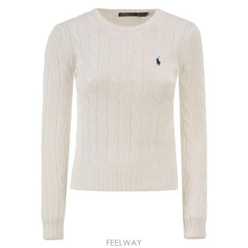 26SS 폴로 랄프로렌 포니 로고 피마코튼 케이블 니트 스웨터 211971869 WHITE