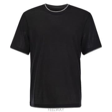 Brunello Cucinelli 26SS ���ڷ� ��ġ�ڸ� ����ũ ���̾ Ƽ���� MD8217427 BLACK26SS ���ڷ� ��ġ�ڸ� ����ũ ���̾ Ƽ���� MD821742