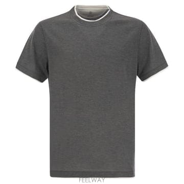 Brunello Cucinelli 26SS ���ڷ� ��ġ�ڸ� ����ũ ���̾ Ƽ���� MD8217427 GREY26SS ���ڷ� ��ġ�ڸ� ����ũ ���̾ Ƽ���� MD821742