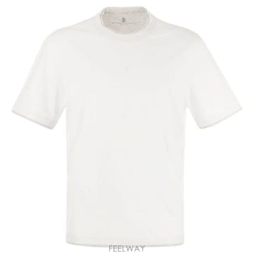 Brunello Cucinelli 26SS ���ڷ� ��ġ�ڸ� �ڼ� �ΰ� Ƽ���� M0B137427 WHITE26SS ���ڷ� ��ġ�ڸ� �ڼ� �ΰ� Ƽ���� M0B137427 WHIT