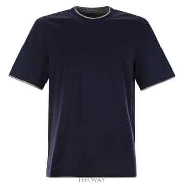 Brunello Cucinelli 26SS ���ڷ� ��ġ�ڸ� �ڼ� �ΰ� Ƽ���� M0B137427 BLUE26SS ���ڷ� ��ġ�ڸ� �ڼ� �ΰ� Ƽ���� M0B137427 BLUE