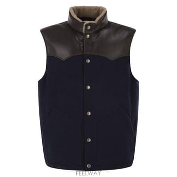 26FW 브루넬로 쿠치넬리 베스트 MM4701622 BLUE BROWN