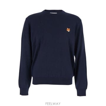 25FW 메종키츠네 폭스 헤드 메리노 레귤러 스웨터 PM00801KT11810413 Blu