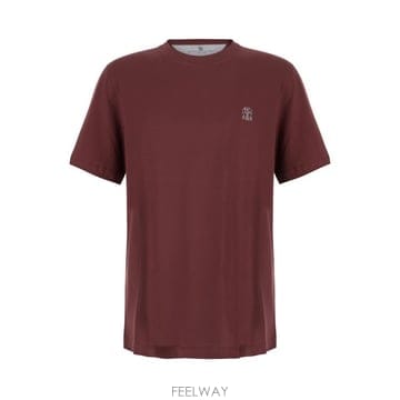 26FW 브루넬로 쿠치넬리 코튼 저지 크루넥 티셔츠 M0B138440CGL17 Bordeaux