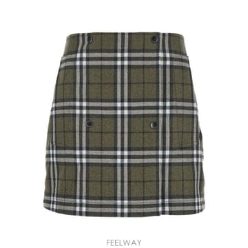 25FW 버버리 체크 본디드 울 트렌치 미니 스커트 8110911C3078 Green