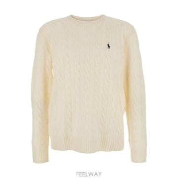 26FW 폴로 랄프로렌 케이블 니트 스웨터 710876762010 White