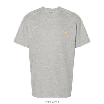 26FW 칼하트 WIP 숏슬리브 체이스 티셔츠 I026391 00MXX GREY HEATHER GOLD