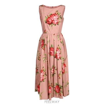 26SS 돌체앤가바나 로즈 부케 프린트 코튼 드레스 F612PT HS5UT HF5ZN Pink