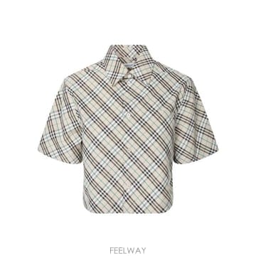 25SS 버버리 체크 크롭 코튼 셔츠 8101121 C1849 Beige