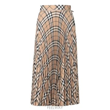 25FW 버버리 체크 플리츠 스커트 8093011 C1202 Beige