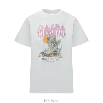 GANNI 26SS ���� ������ ���� ����Ʈ Ƽ���� A1050075 151 BRIGHT WHITE26SS ���� ������ ���� ����Ʈ Ƽ���� A1050075 151 BRIGH