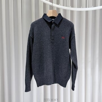 (S급/M) / 로에베 로고 폴로 스웨터 카라 울 니트