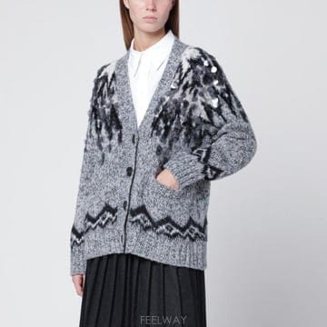 25FW 로베르토콜리나 Grey 울 블렌드 가디건 with 시퀸 253F44010RWOF4418 TP5774