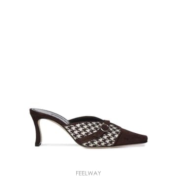 마놀로 블라닉 뮬 슬리퍼 DARK BROWN IVORY