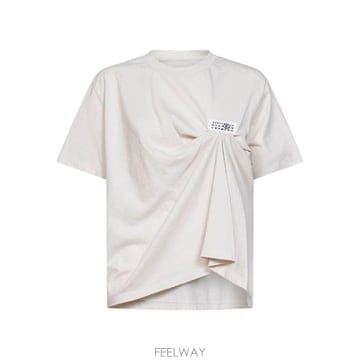 MM6 메종 마르지엘라 드레이프 로고 티셔츠 S52NF0018M20048 103 TP980210055