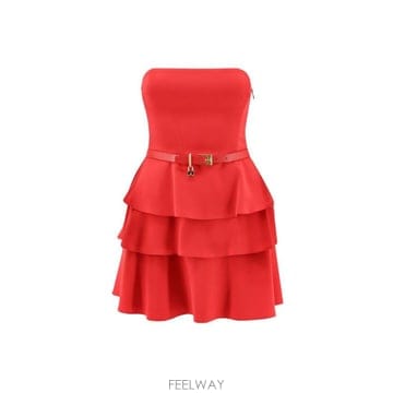 Elisabetta Franchi 벨트 티어드 미니 드레스 AB97966E2 CG5 TP980197797