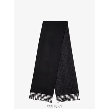 [N85]펜디 FXS417 남성 스카프 머플러 목도리 FENDI Black FF Zucca Double fa