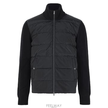 에르노 26FW 블랙 울 니트 믹스 구스 다운 집업 자켓 MP000138U 70259 9300