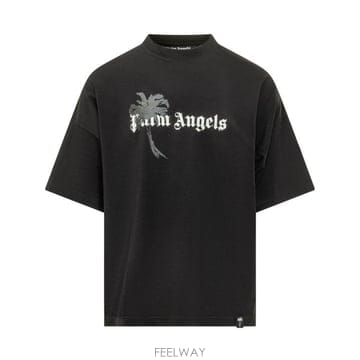 Palm Angels 26FW �ʾ����� ���� Ƽ���� PAMAA03W26JR06 1003 BLACK OFF WHITE26FW �ʾ����� ���� Ƽ���� PAMAA03W26JR06 1003 BLACK OF