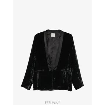 26 FW Forte Forte 크러시드 벨벳 새틴 라펠 블레이저 15344MYJACKET TP4593904