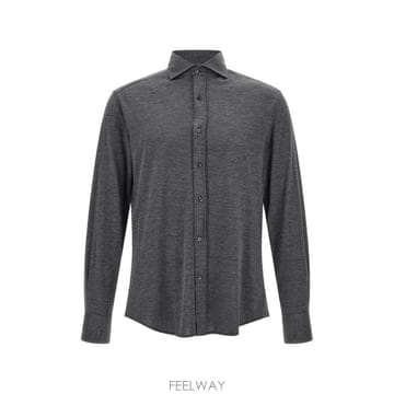 26 FW 브루넬로 쿠치넬리 스피드 칼라 실크 앤 코튼 경량 저지 셔츠 MH8366686C572 TP4601