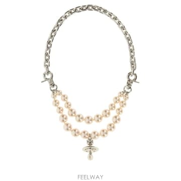인더샵 Vivienne Westwood 비비안 웨스트우드 실버 아이보리 목걸이