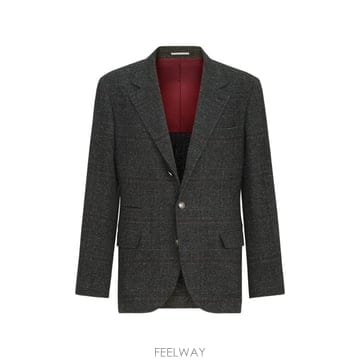 Brunello Cucinelli ���Ϲ�� ���ڷ� ��ġ�ڸ� silk, wool and cashmere Prince of Wales flann���Ϲ�� ���ڷ� ��ġ�ڸ� silk, wool and cashmere Pri