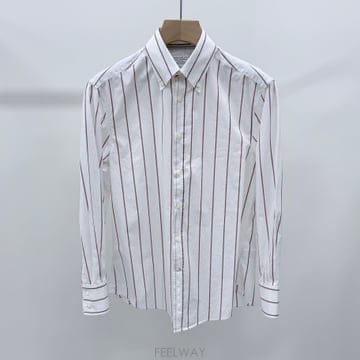 [S급/M] 브루넬로 쿠치넬리 코튼 스트라이프 긴팔 셔츠