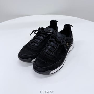 [S급/40] 샤넬 믹스드 파이버 스웨이드 여성 스니커즈 블랙