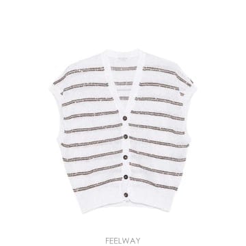 Brunello Cucinelli 27SS ���ڷ� ��ġ�ڸ� ��Ʈ���� MDT747206 CEN67 WHITE BROWN27SS ���ڷ� ��ġ�ڸ� ��Ʈ���� MDT747206 CEN67 WHITE 