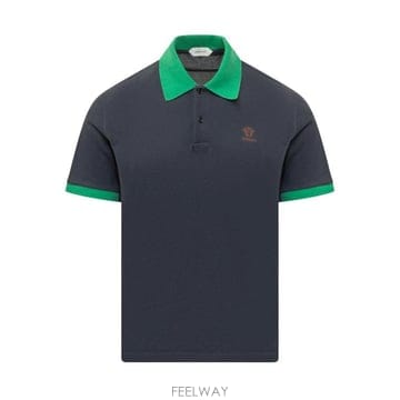 26SS 베르사체 폴로 티셔츠 10240311A17681 2U3I0 DARK NAVY BRIGHT EMERA