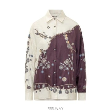 26FW 베르사체 블라우스 10256861A18682 5R880 BURGUNDY WHITE GOLD