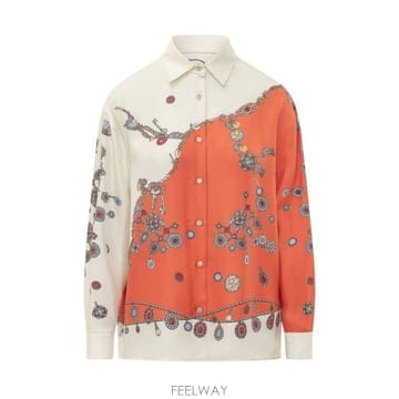 26FW 베르사체 블라우스 10256861A18682 5O360 ORANGE WHITE GOLD