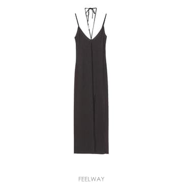 26SS 칼라거펠트 롱 원피스 KHA1W46028 999 NERO