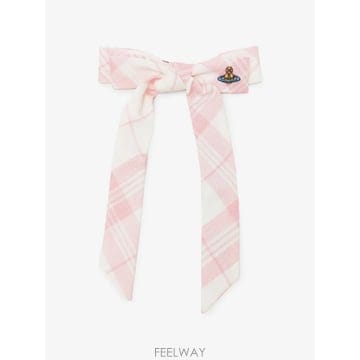 26 FW 비비안웨스트우드 체크 패턴 보우 머리핀 81020023W01JU TP459093134