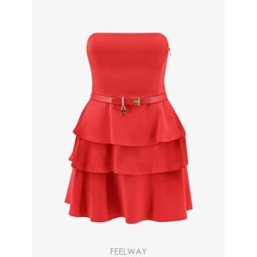 26 FW Elisabetta Franchi 벨트 티어드 드레스 AB97966E2 TP456490503
